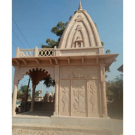 Polished Carving Pink Sandstone Temple For Worship Sizedimension