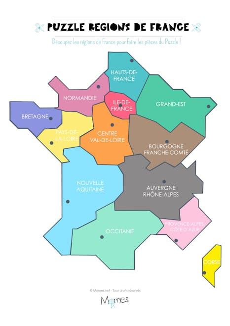 Carte Des Régions De France à Imprimer En Puzzle