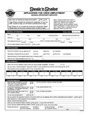 If you're submitting one of these forms, you need to use version 11.0.09 of acrobat reader to fill it out. Steak And Shake Application - Fill Online, Printable ...