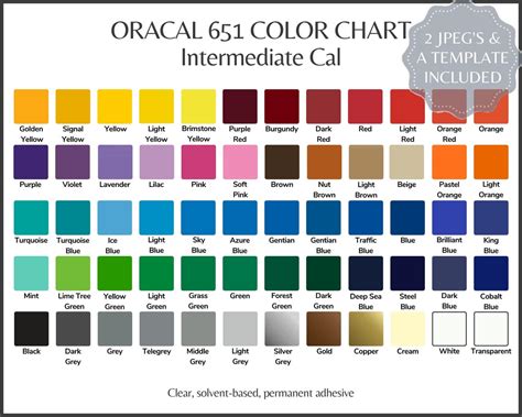 Oracal 651 Color Chart Oracle 651 Permanent Vinyl Color Etsy