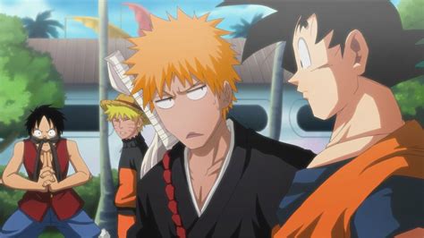 Luffy Naruto Uzumaki Ichigo Kurosaki And Goku Anime Crossover