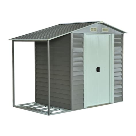 Shop Outsunny Metal 85 X 5 Outdoor Garden Storage Shed With Firewood