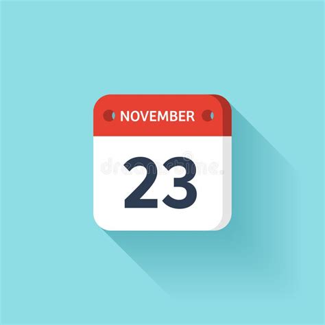 November 23 Isometric Calendar Icon With Shadowvector Illustration