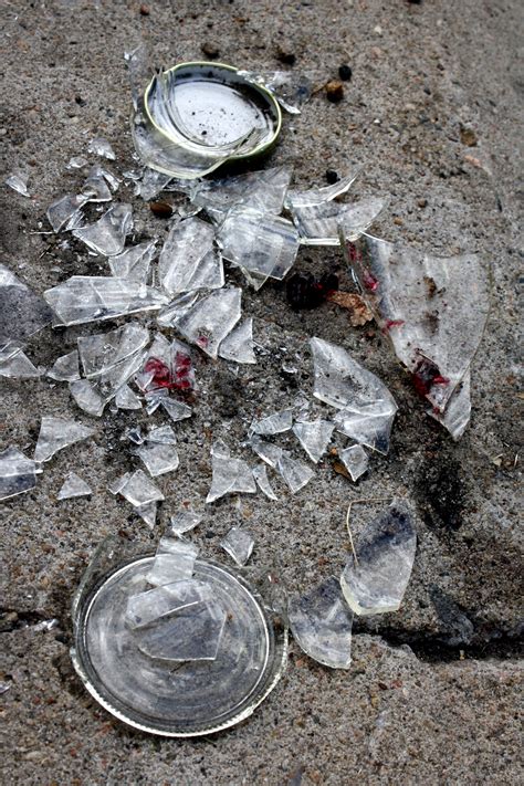 broken glass jar on sidewalk picture free photograph photos public domain