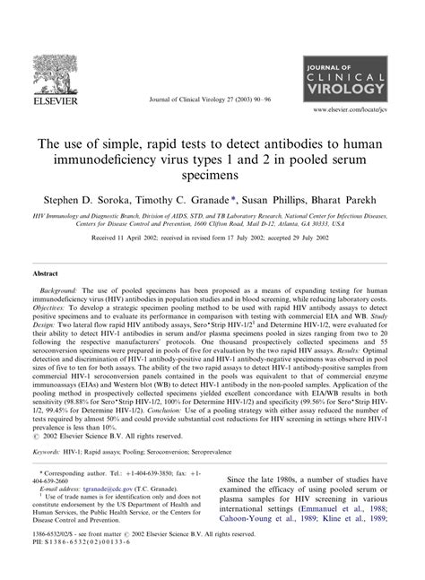 Pdf The Use Of Simple Rapid Tests To Detect Antibodies To Human