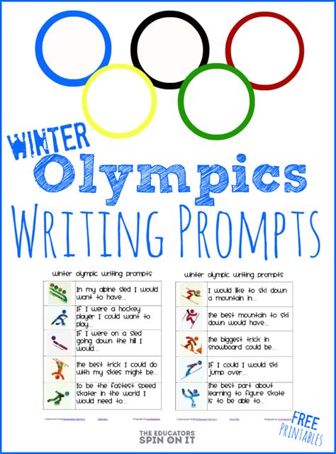 Winter Olympic Writing Prompts For Kids The Educators Spin On It