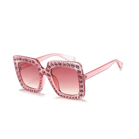 mincl oversized diamond sunglasses women handmade square glasses frame eyewear 67mm uv400 pink