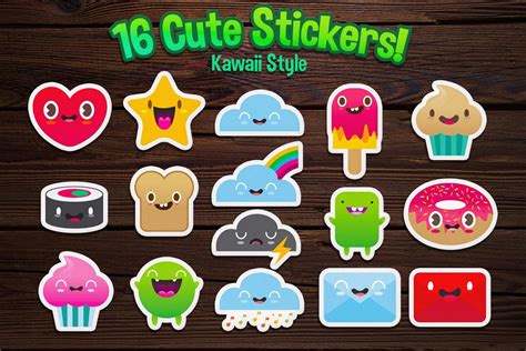 Cute 16 Little Stickers Custom Designed Illustrations Creative Market