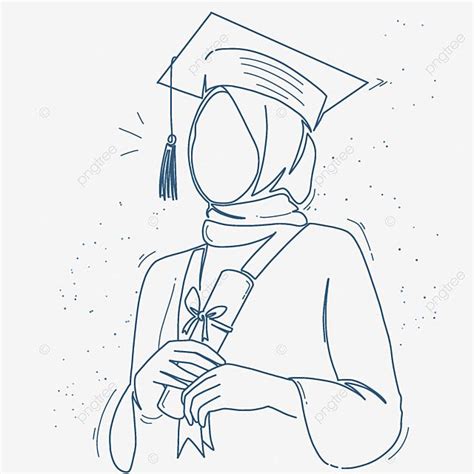 Hijab Graduation PNG Image Beautiful Abstract Line Drawing Hijab Girl