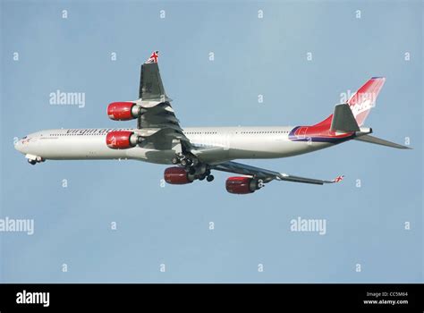 Virgin Atlantic Airbus A340 600 Plane Takes Off At Heathrow Airport Hi
