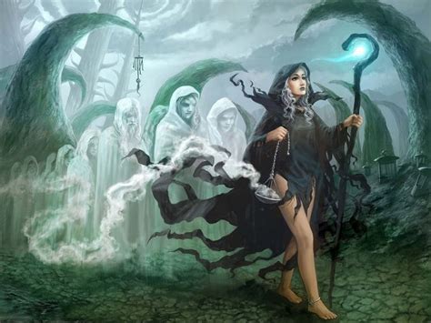 Witch fantasy occult dark art artwork magic wizard mage sorcerer women ...