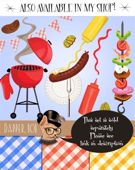 Bbq Cookout Party Clip Art Collection Barbecue Grill Png Etsy