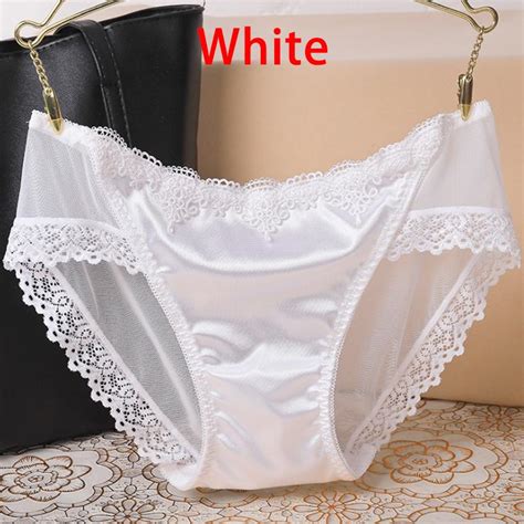 Cheap Women Lady Sexy Lace Panties Silk Satin Seamless Breathable Lingerie Briefs Underwear