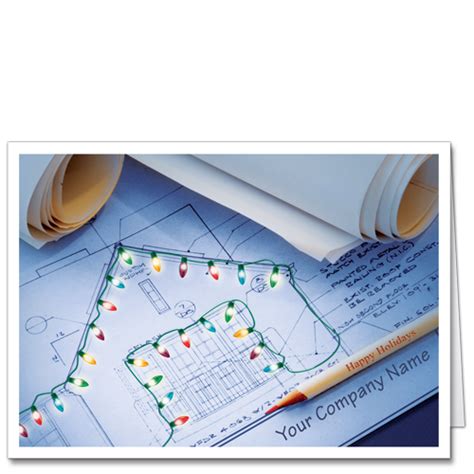 Add your business name or logo inside for a special touch. Construction Christmas Cards | Illuminated Plans | Cardphile