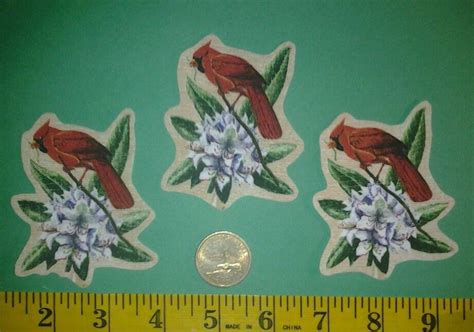 West Virginia State Bird And Flower Iron Ons Fabric Appliques