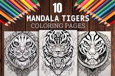 Tigers Mandala Design Coloring Pages Graphic By Bonobo Digital