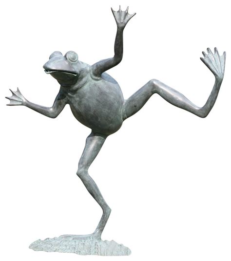 Dancing Frog Spitter Sculpture Eclectic Garden Statues And Yard Art