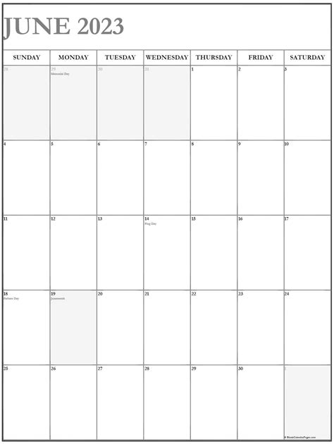 New June 2023 Calendar With Holidays Images Calendar With Holidays