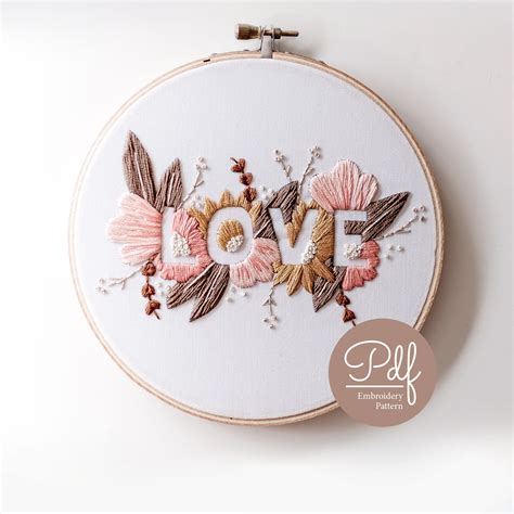 LOVE Embroidery Pattern - Soft Palette - Brynn & Co.