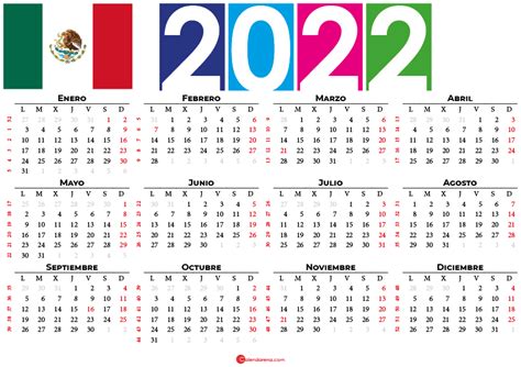 Calendario 2022 Mexico Con Días Festivos Para Imprimir