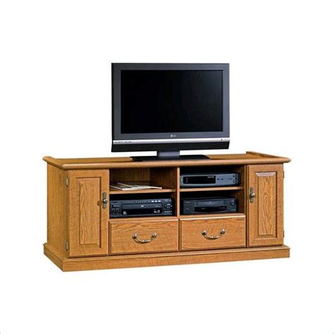 Sauder Carolina Oak Finish Wood Tv Stand 401346 Lowest Price Online