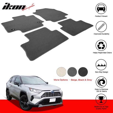 2019 2021 Toyota Rav4 Nylon Floor Mats Front And Rear Gray Cp213gr