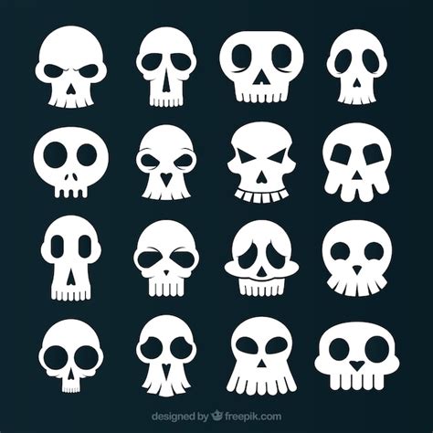 Free Vector Collection Of Funny White Skulls