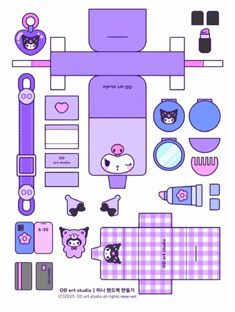 Kuromi Paper Bag Template In 2023 Hello Kitty Crafts Paper Doll