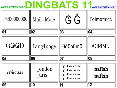 Put two and two together. 78 EASY DINGBATS QUIZ WITH ANSWERS - * Easy