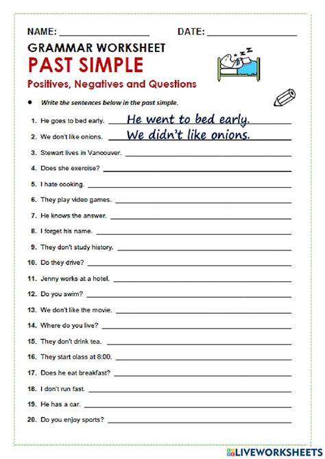 Past Simple Tense Interactive Worksheet For Grade 8 In 2021 Simple