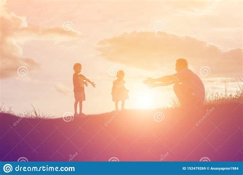 Father And Son Having Fun On Sunset Stock Image Image Of Leisure