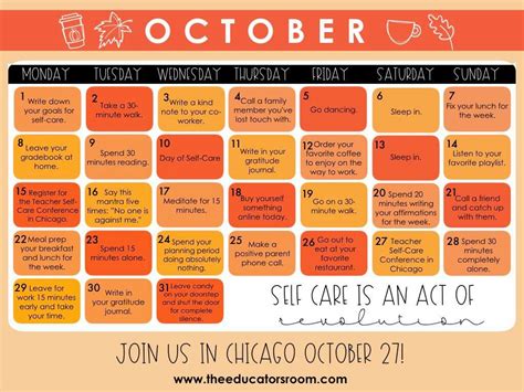 Check spelling or type a new query. October Teacher Self-Care Calendar... DOWNLOAD NOW | The ...