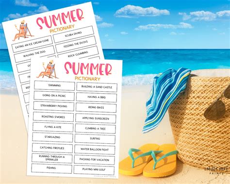 Summer Pictionary Game Printable Summertime Games Fun Etsy