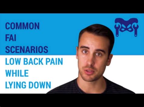 Tom carpenter, corrective exercise specialist, certified personal trainer and chiropractor, inventor of stand hip joint arthritis may hurt more when one is lying down, especially in women due to the natural construction of their pelvis. Common "FAI" Scenarios: Low back pain when lying down ...