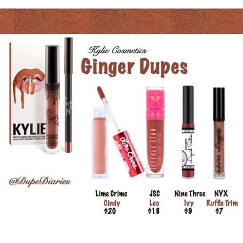 Kylie Cosmetics Ginger Dupes Kylie Cosmetics Dupes Cosmetics Dupes Kylie Cosmetics