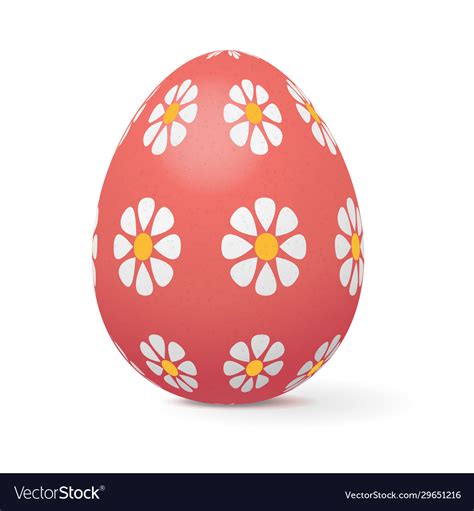 Red Easter Egg Decorated With Flowers Royalty Free Vector