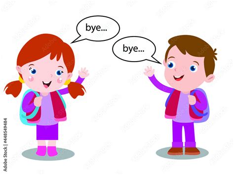 Kids Saying Goodbye Cute 2d Cartoon Vector Concept For Banner Website