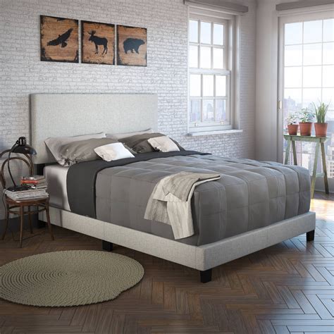 Boyd Sleep Milan Upholstered Linen Platform Bed Queen White