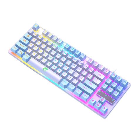 Gaming Keyboard87 Keys Rainbow Led Backlit Quiet Computer Keyboard