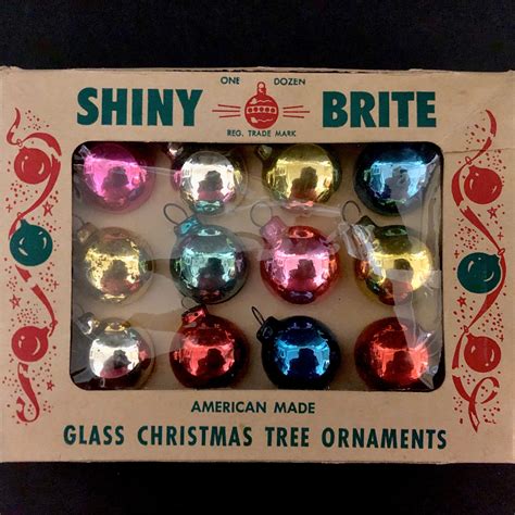 Shiny Brite Miniature Ornaments Vintage Christmas Mercury Glass Multi Color Round Retro Midcentury