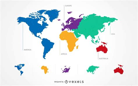 Vector De Mapa De Continentes Del Mundo Descargar Vector All In One