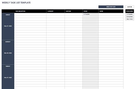 Weekly Task List Template Excel Excel Templates