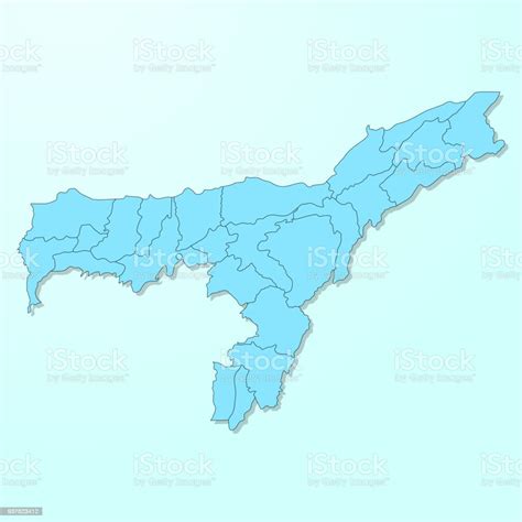 Assam Blue Map On Degraded Background Vector Stock Illustration