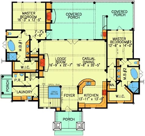 Plan 15800ge Dual Master Suites Master Suite Floor Plan House Plans Bedroom House Plans