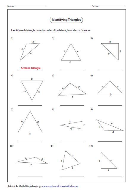 Triangles Worksheets Triangle Worksheet Math Geometry Basic Geometry