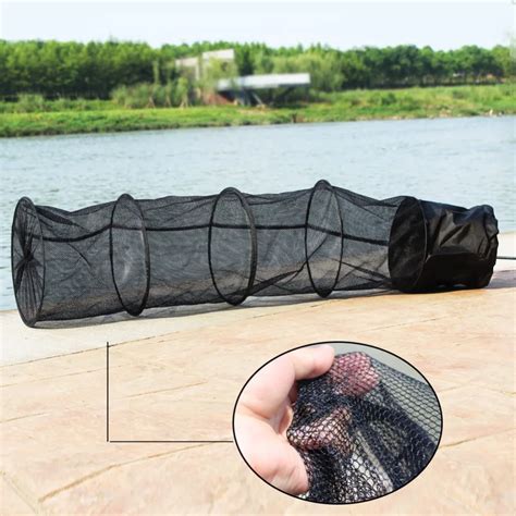 150cm Folding Fishing Net Stake Small Mesh Hand Nets Fish Care Creel