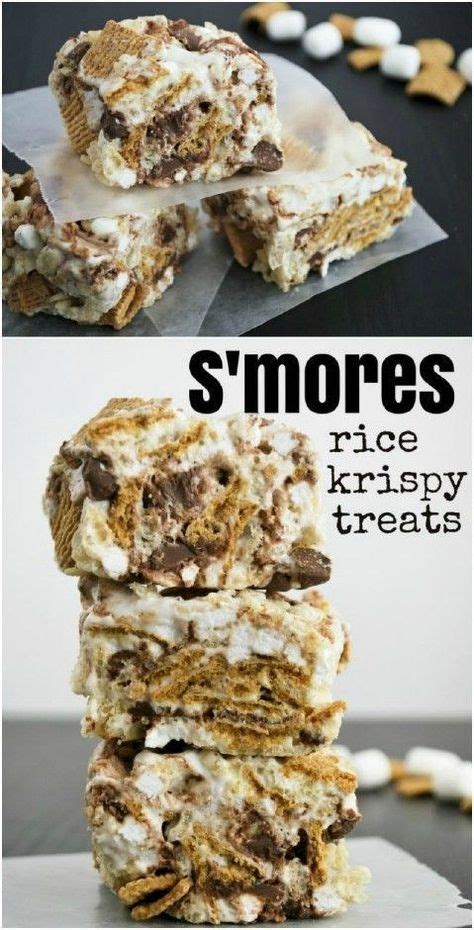 Smores Rice Krispy Treats Stacked On Top Of Each Other