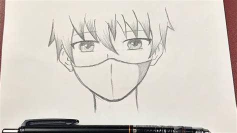Easy Anime Drawing How To Draw Anime Boy Wearing A Mask Youtube