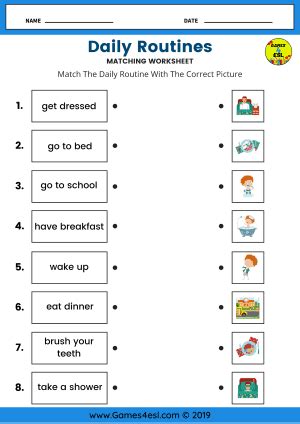 Daily Routine English ESL Worksheets Games4esl Hojas de inglés para