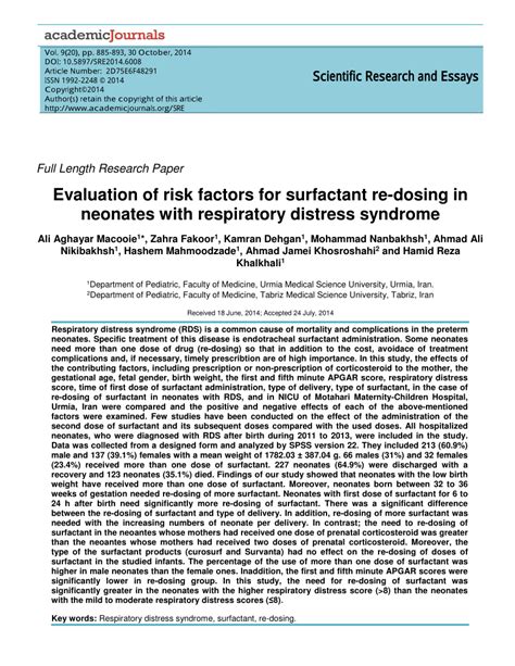 Nevertheless, this method failed to fully prevent the incidence of intubation complications (20). (PDF) Evaluation of risk factors for surfactant re-dosing ...